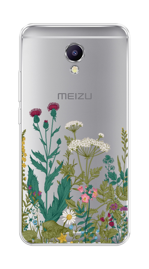 

Чехол на Meizu M5 Note "Дикие полевые цветы", Зеленый;розовый;белый, 71650-2