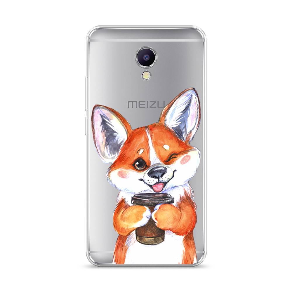 

Чехол на Meizu M5 Note "Корги с кофе", Оранжевый;белый, 71650-4