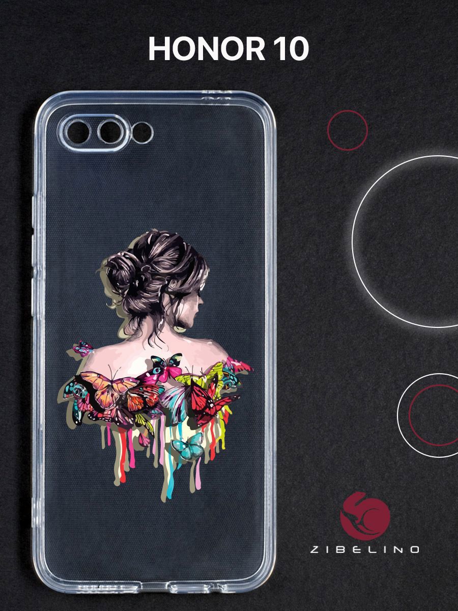 

Чехол для Honor 10 с рисунком, прозрачный, с принтом девушка в бабочках, ZUTCP-HON10