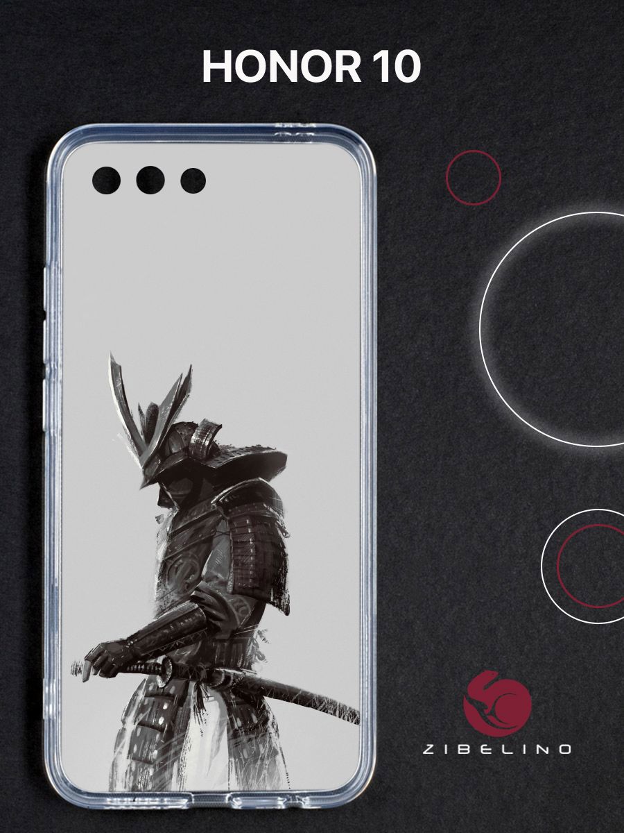

Чехол для Honor 10 с рисунком, прозрачный, с принтом самурай на белом фоне, ZUTCP-HON10