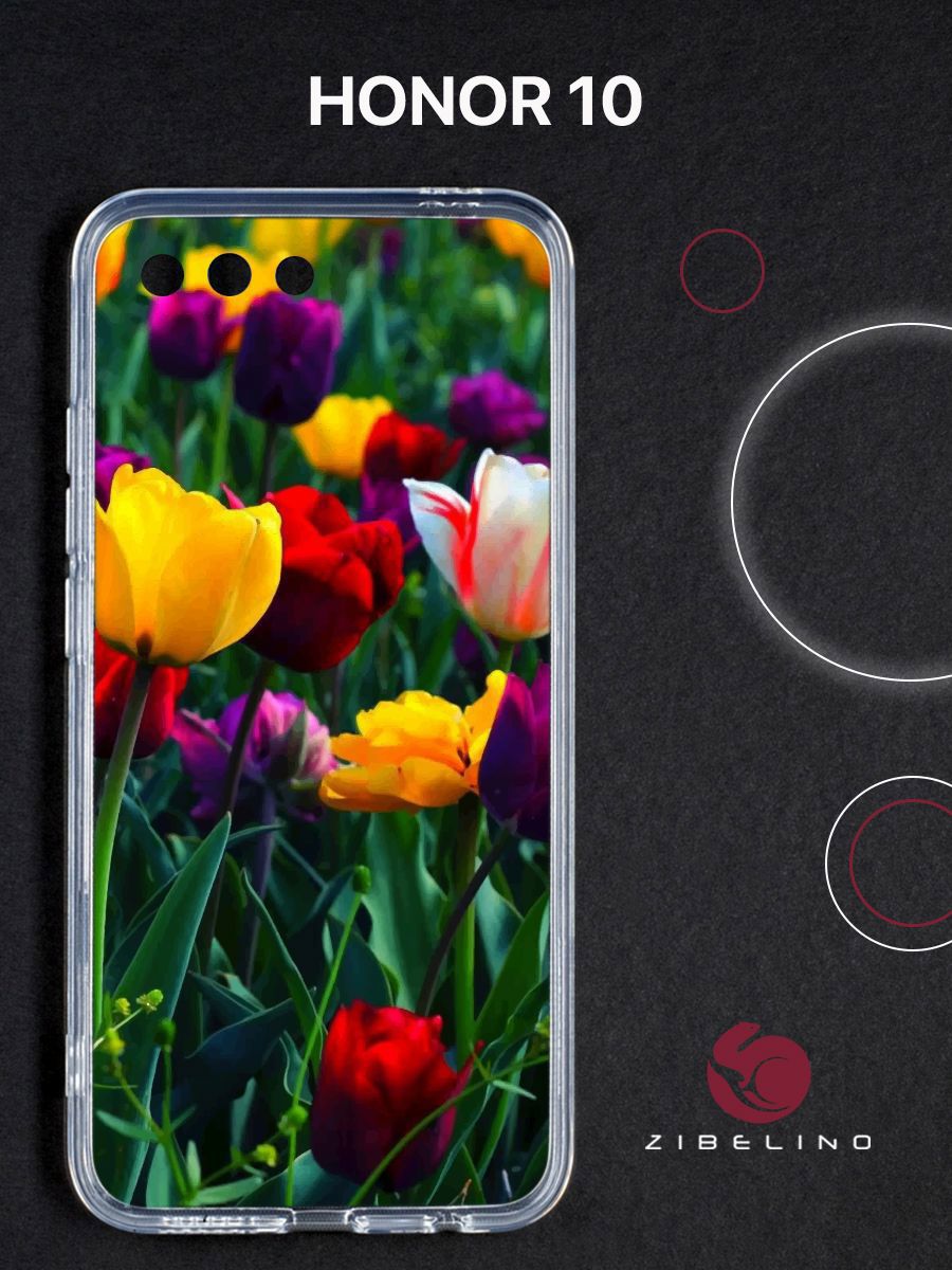 

Чехол для Honor 10 с рисунком, прозрачный, с принтом тюльпаны, ZUTCP-HON10