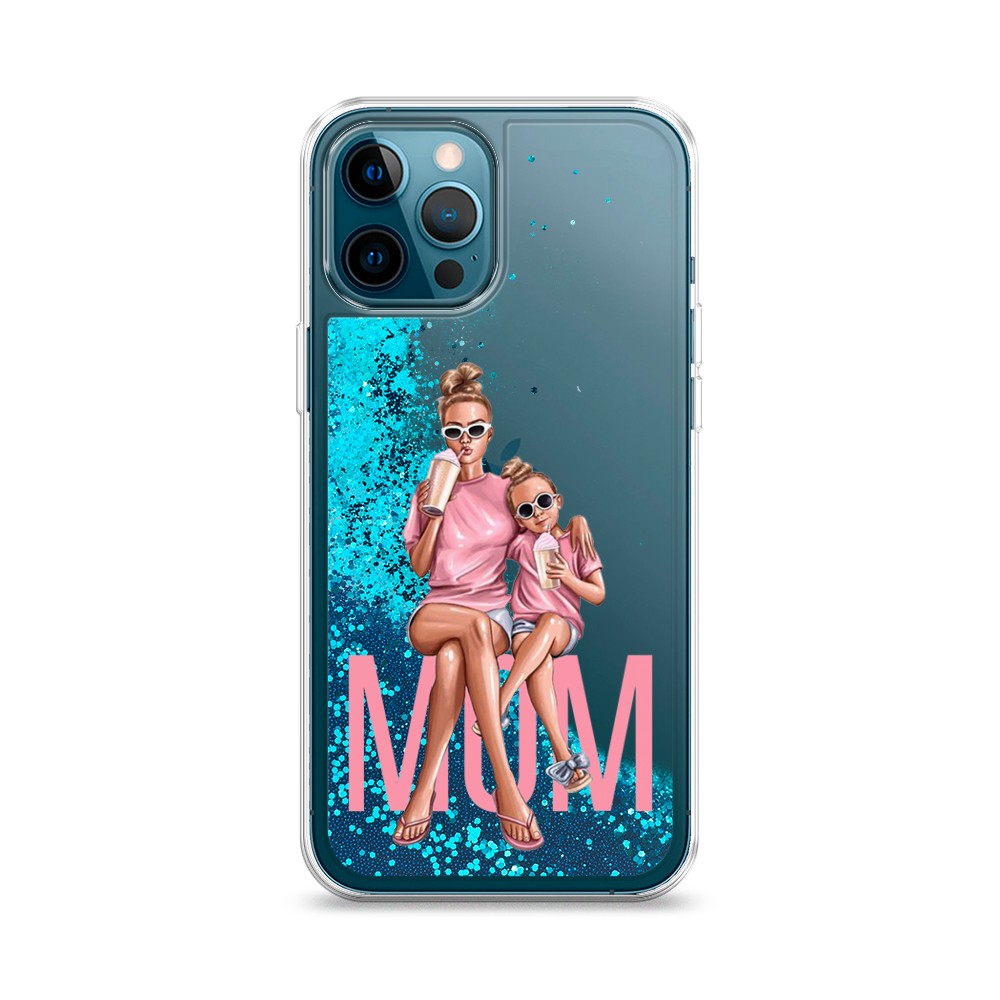 фото Жидкий чехол с блестками "lovely mom" на apple iphone 12 pro awog