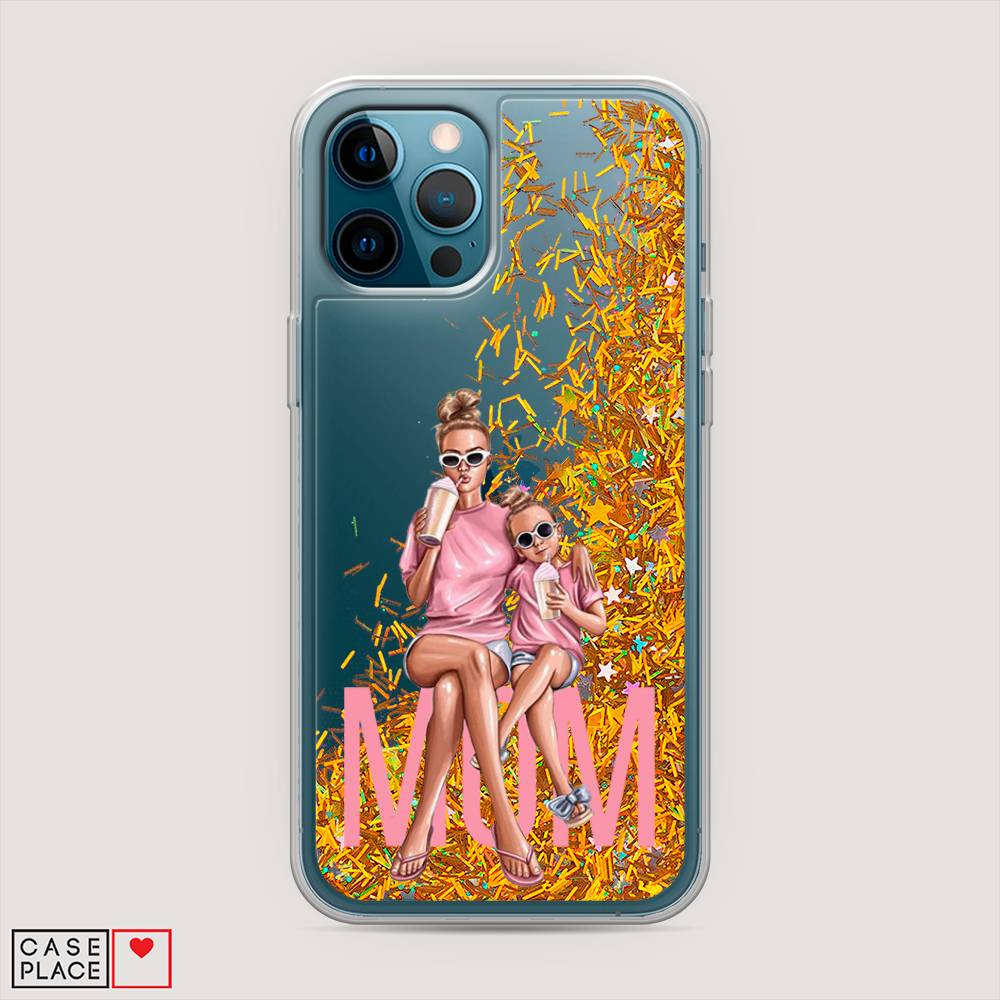 фото Жидкий чехол с блестками "lovely mom" на apple iphone 12 pro max awog