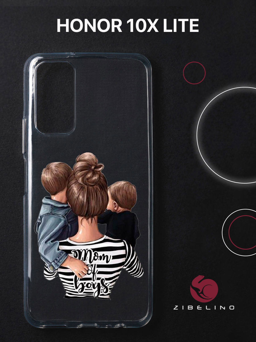 

Чехол для Honor 10x lite прозрачный с рисунком, с принтом mom of boys, ZUTCP-HUA-10X-LITE