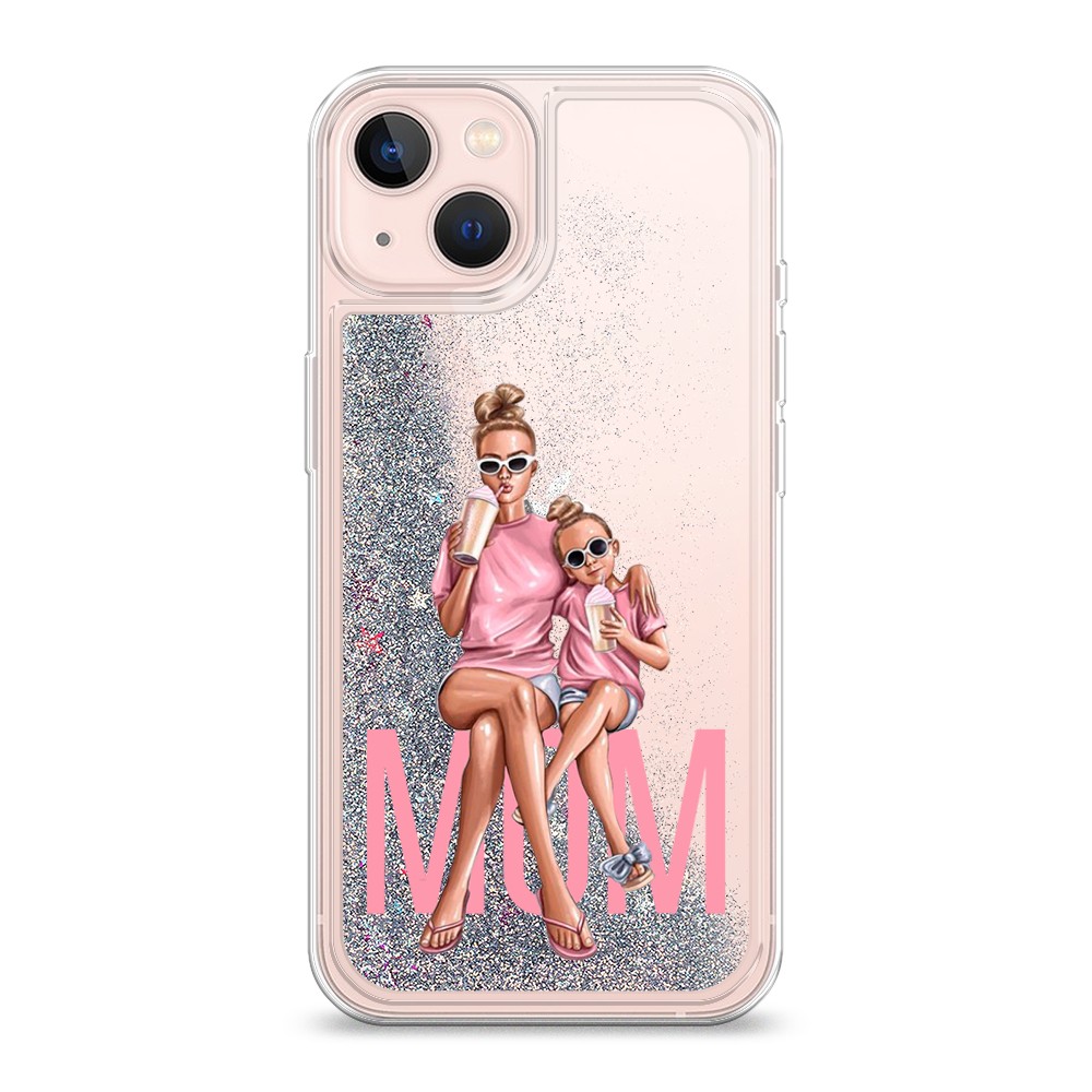 

Жидкий чехол с блестками "Lovely mom" на Apple iPhone 13, 14291-1