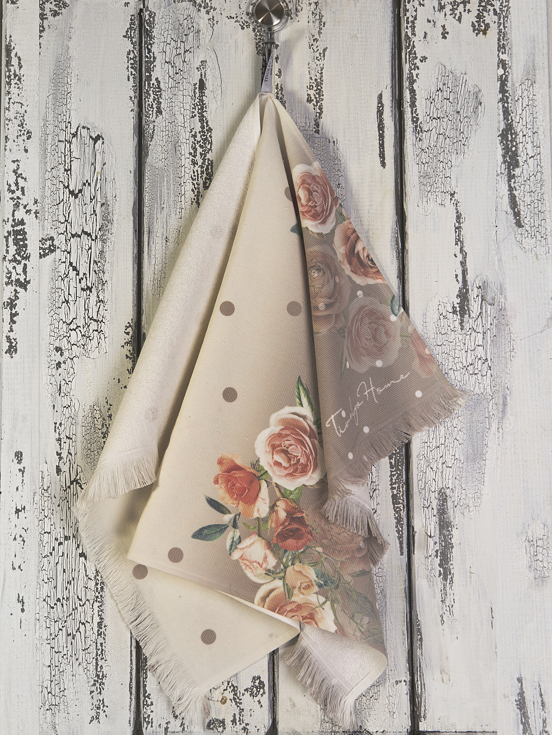 

Полотенце кухонное Tivolyo Home POINT ROSE бежевый 50X70 см 1 шт, Белый, 50X70