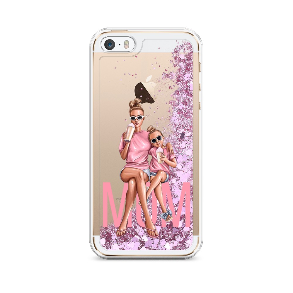 

Жидкий чехол с блестками "Lovely mom" на Apple iPhone 5, 10394-1