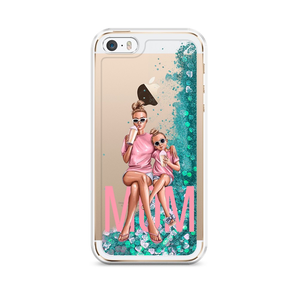 

Жидкий чехол с блестками "Lovely mom" на Apple iPhone 5, 10395-1