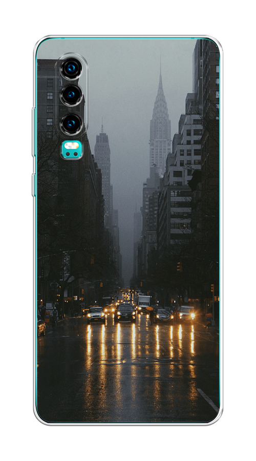 

Чехол на Huawei P30 "Дождливый Нью Йорк", Черный;серый, 68550-1