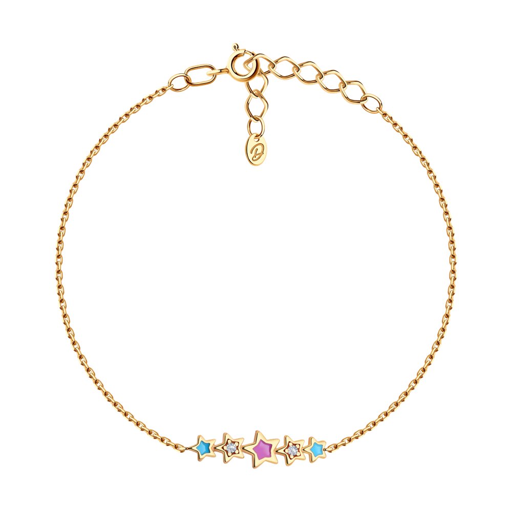 

Браслет из серебра р.  Diamant 93-150-02694-1, фианит\эмаль, 93-150-02694-1