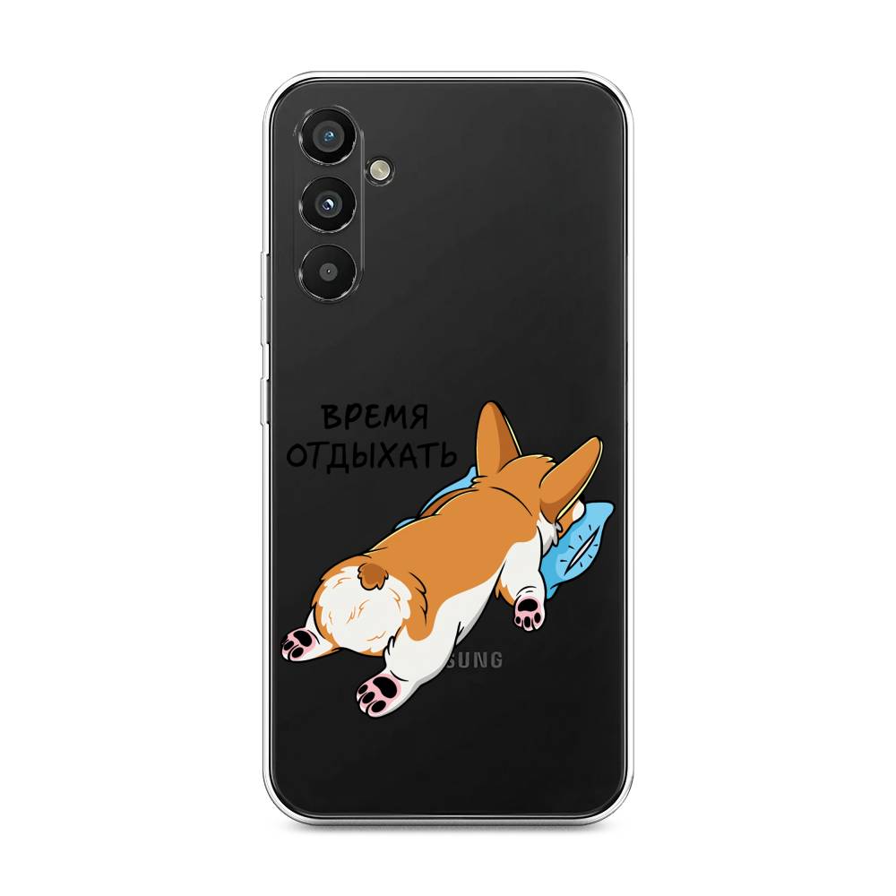 

Чехол на Samsung Galaxy A34 5G Корги отдыхает, Черный;коричневый;голубой, 2107850-1