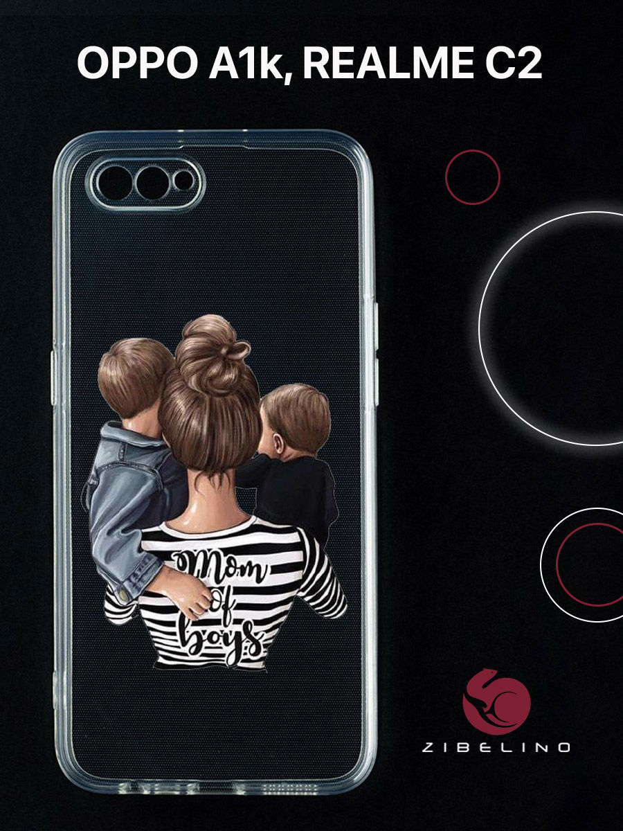 

Чехол для Oppo a1k, realme c2 с защитой камеры, с принтом mom of boys, Прозрачный, ZUTCP-OP-A1K
