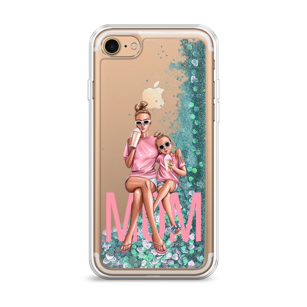 

Жидкий чехол с блестками "Lovely mom" на Apple iPhone 7, 10695-1