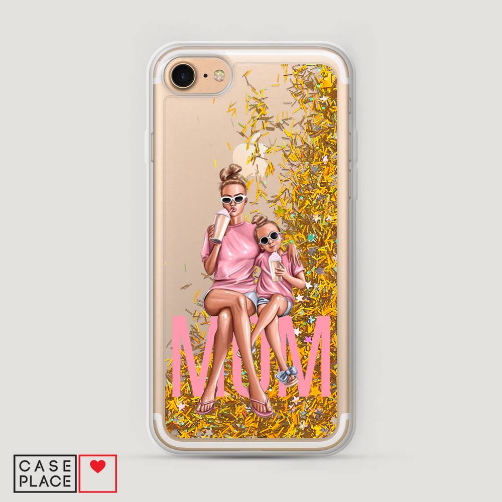 фото Жидкий чехол с блестками "lovely mom" на apple iphone 8 awog