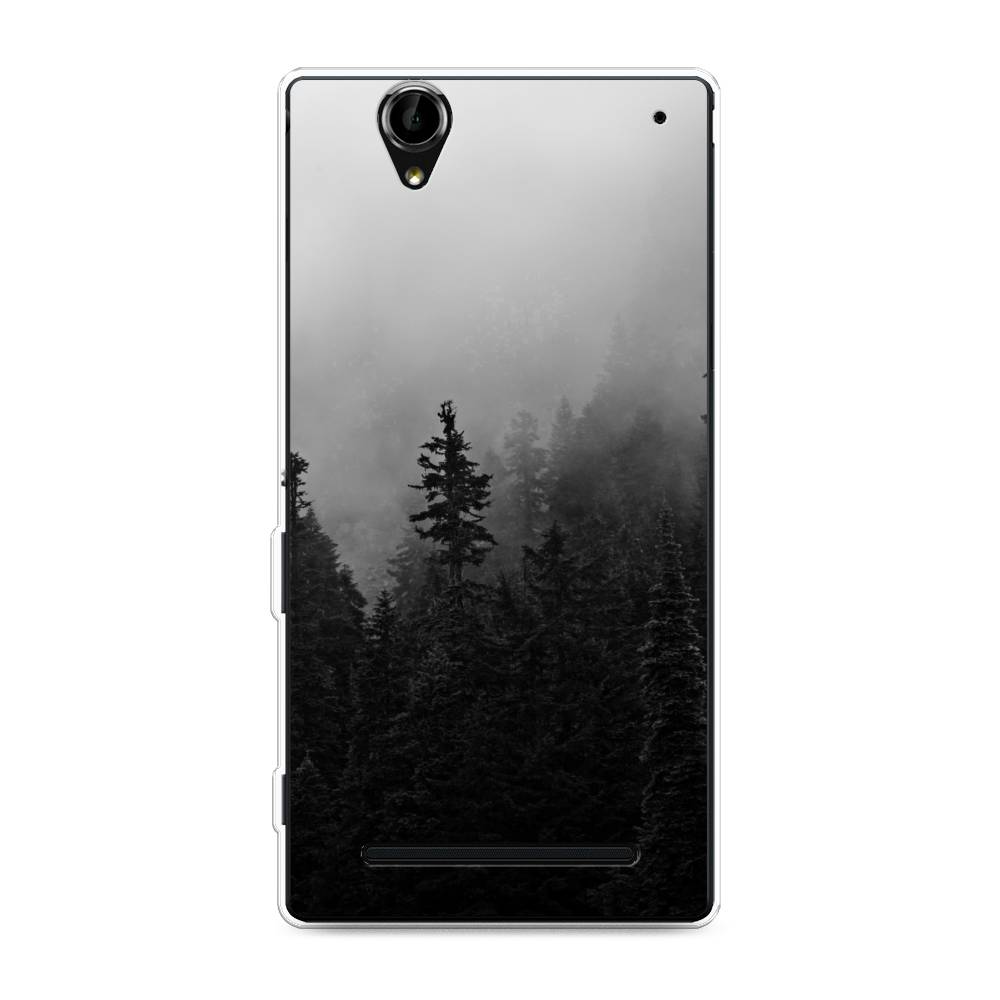 

Чехол на Sony Xperia T2 Ultra "Туманный лес", Серый;черный, 50950-2