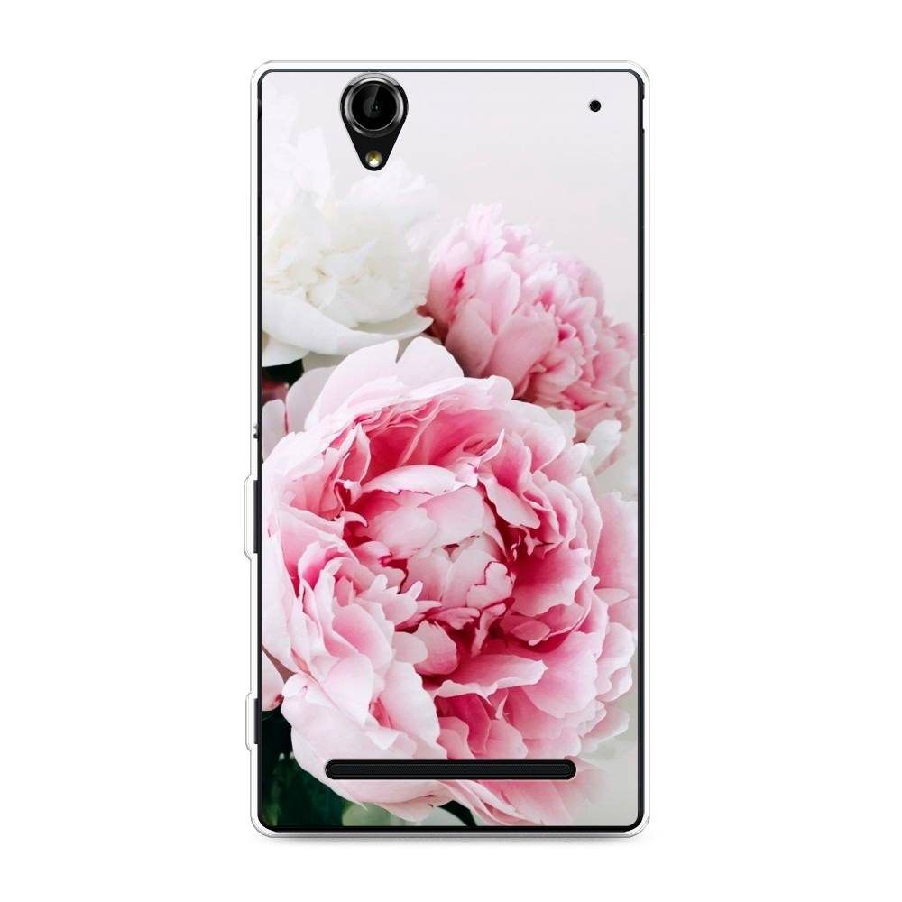 

Чехол на Sony Xperia T2 Ultra "Розовые и белые пионы", Розовый;белый, 50950-2