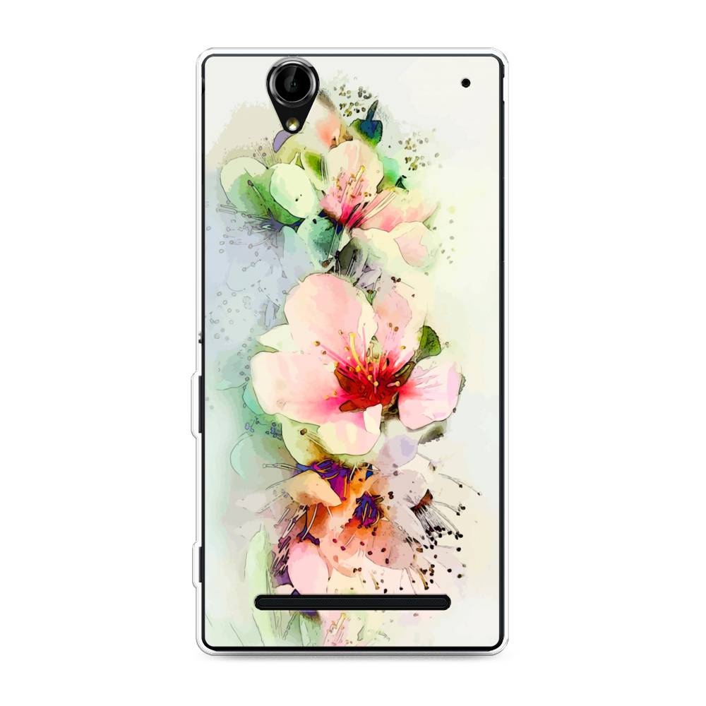 

Чехол на Sony Xperia T2 Ultra "Нежные цветы", Зеленый;розовый, 50950-2