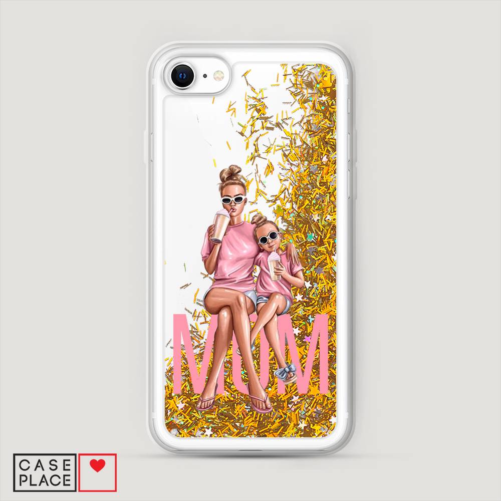 

Жидкий чехол с блестками "Lovely mom" на Apple iPhone SE 2022, 14890-1