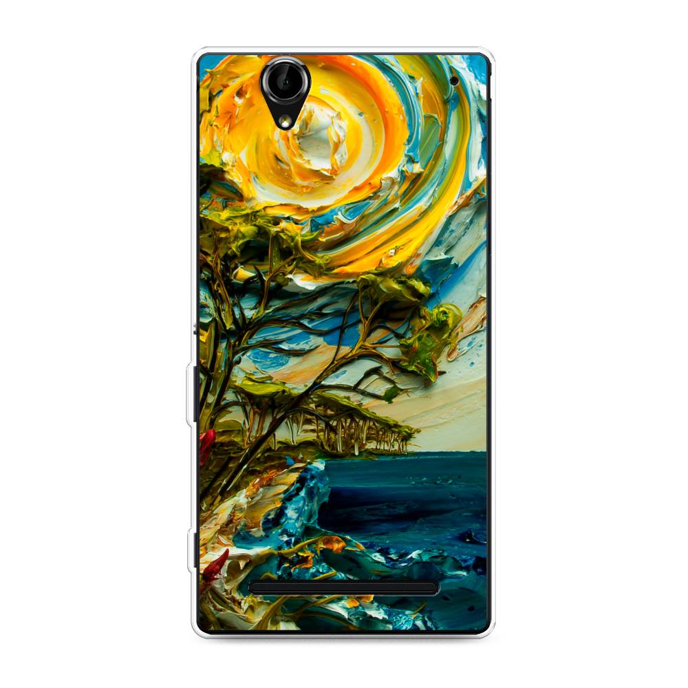 

Чехол на Sony Xperia T2 Ultra "Солнце живопись", Желтый;синий, 50950-4