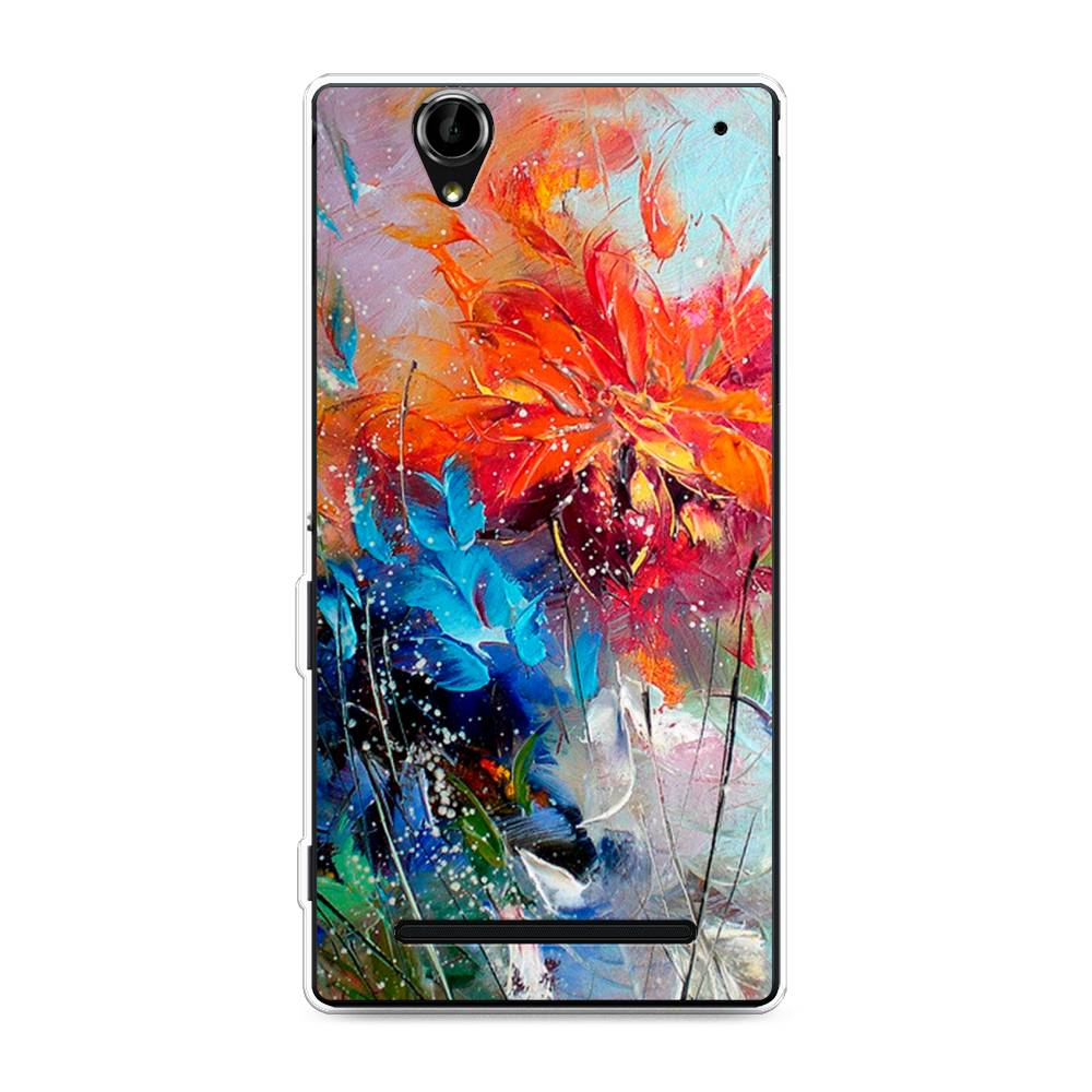 

Чехол на Sony Xperia T2 Ultra "Абстрактные цветы", Оранжевый;синий, 50950-4