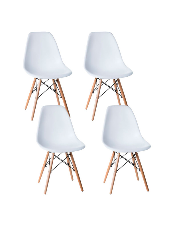 Комплект стульев обеденных ANIMORE HW9001WH-4, 4 штуки, пластик, металл, дерево, белый