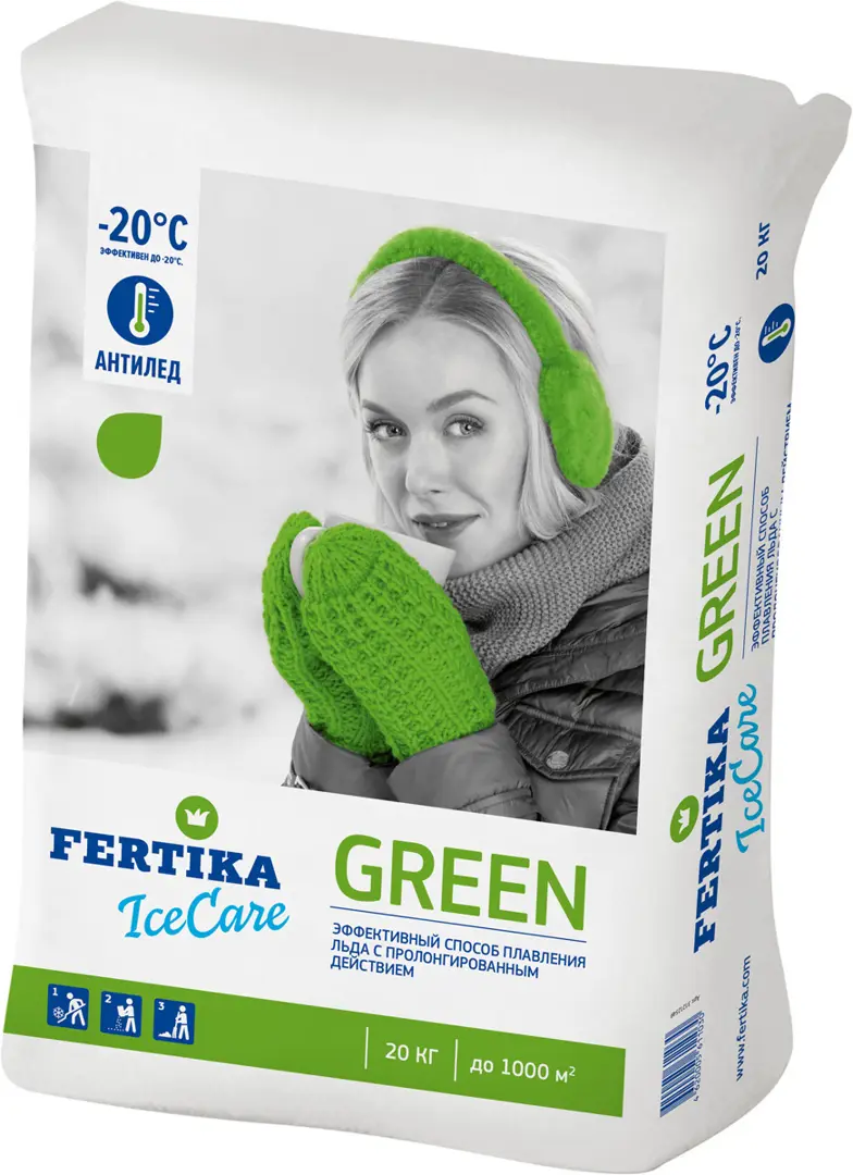 Противогололёдное средство Фертика Ice Care Green 20 кг