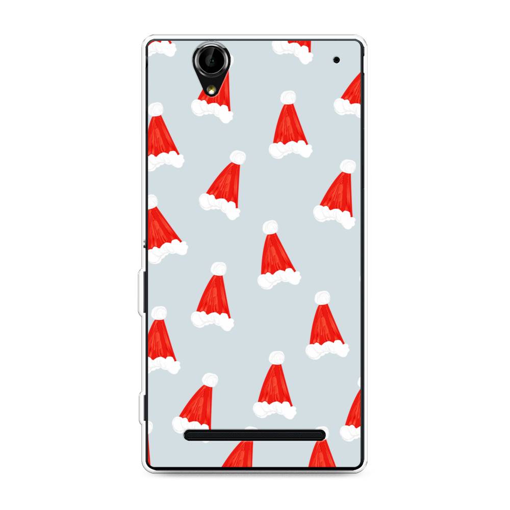 

Чехол на Sony Xperia T2 Ultra "Новогодние шапочки", Белый;красный;серый, 50950-5