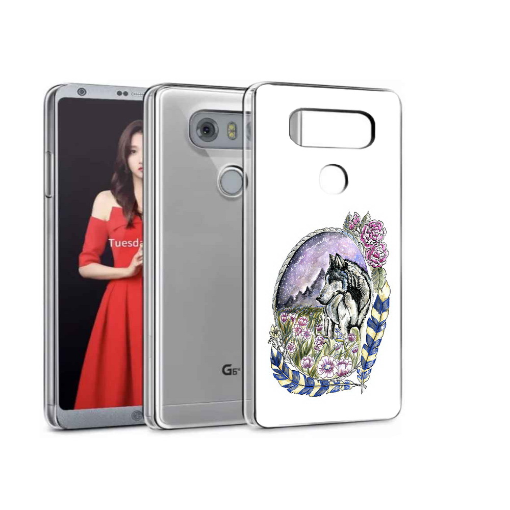 

Чехол MyPads Tocco для LG G5 нарисованный волк в цветах с перьями, Прозрачный, Tocco
