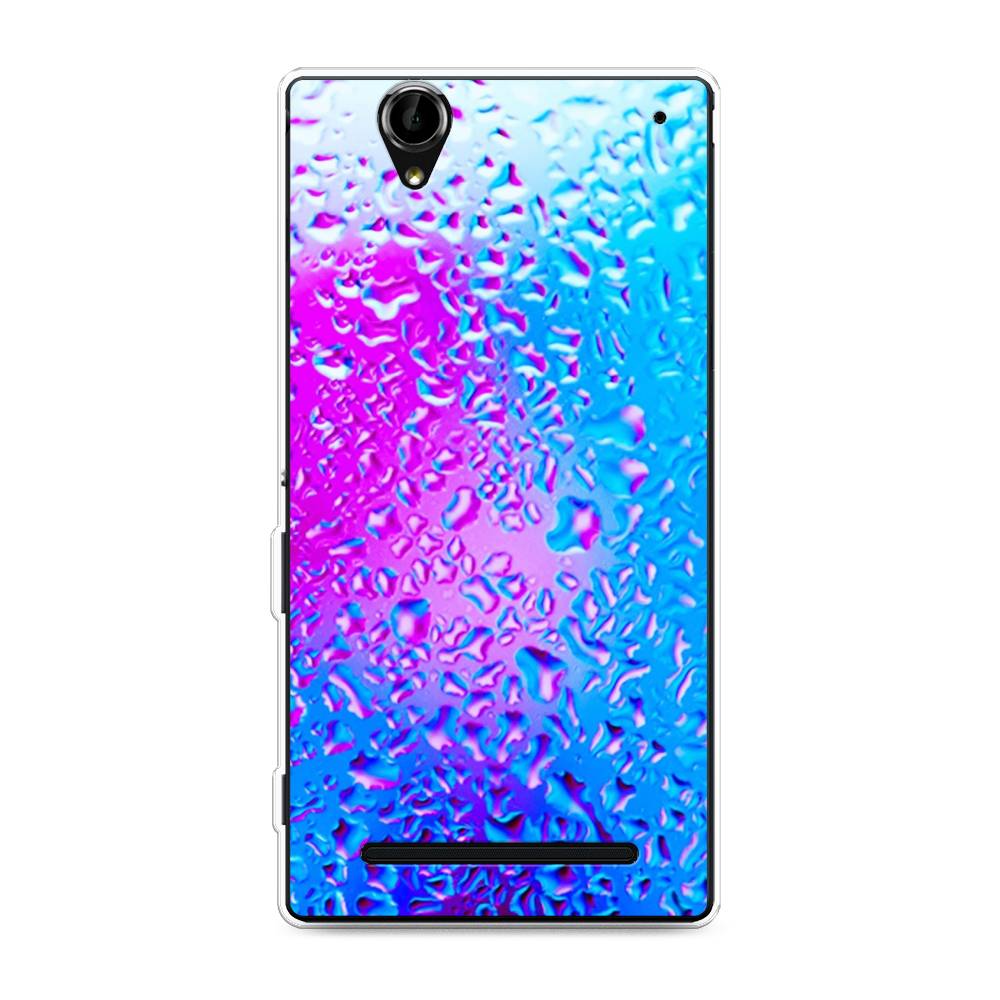 

Чехол на Sony Xperia T2 Ultra "Капли на стекле", Голубой;розовый, 50950-3