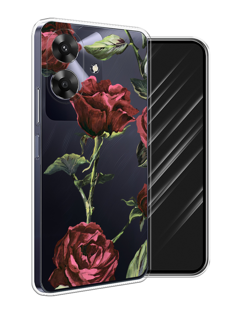 Чехол Awog на Realme Note 60 "Бордовые розы фон" 2518550-1 бордовый