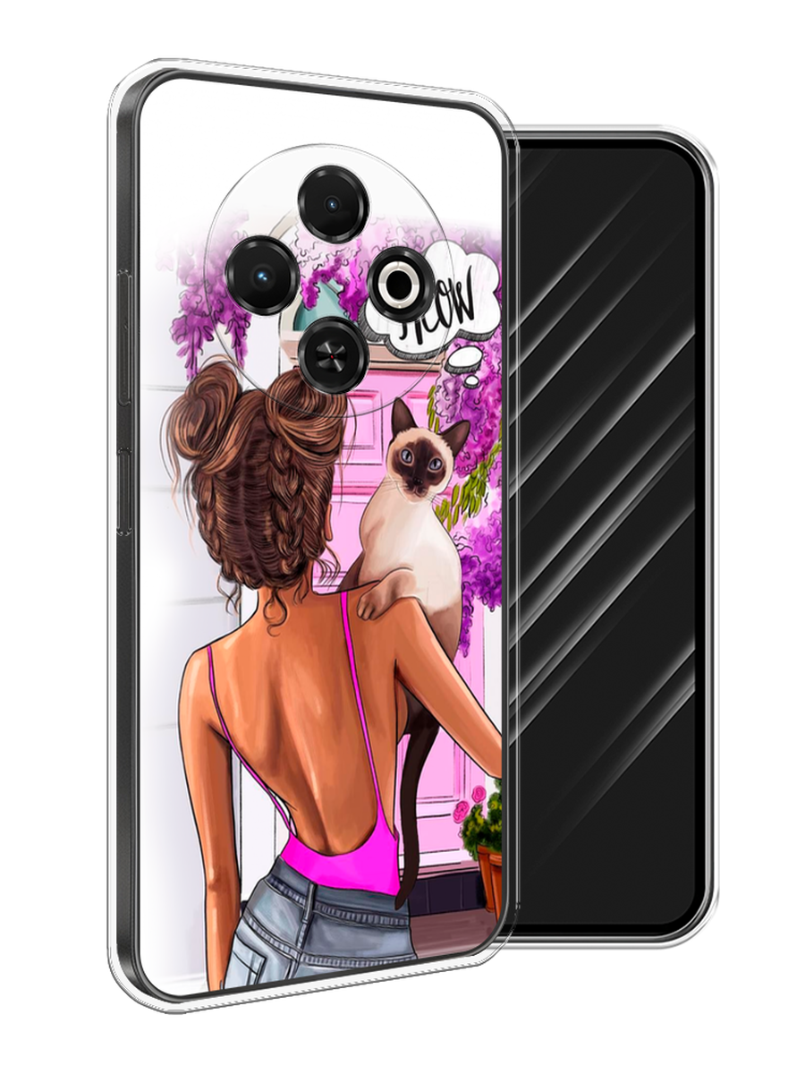 

Чехол Awog на Tecno Spark 30C "Девушка с кошкой", Розовый;коричневый, 309250-1