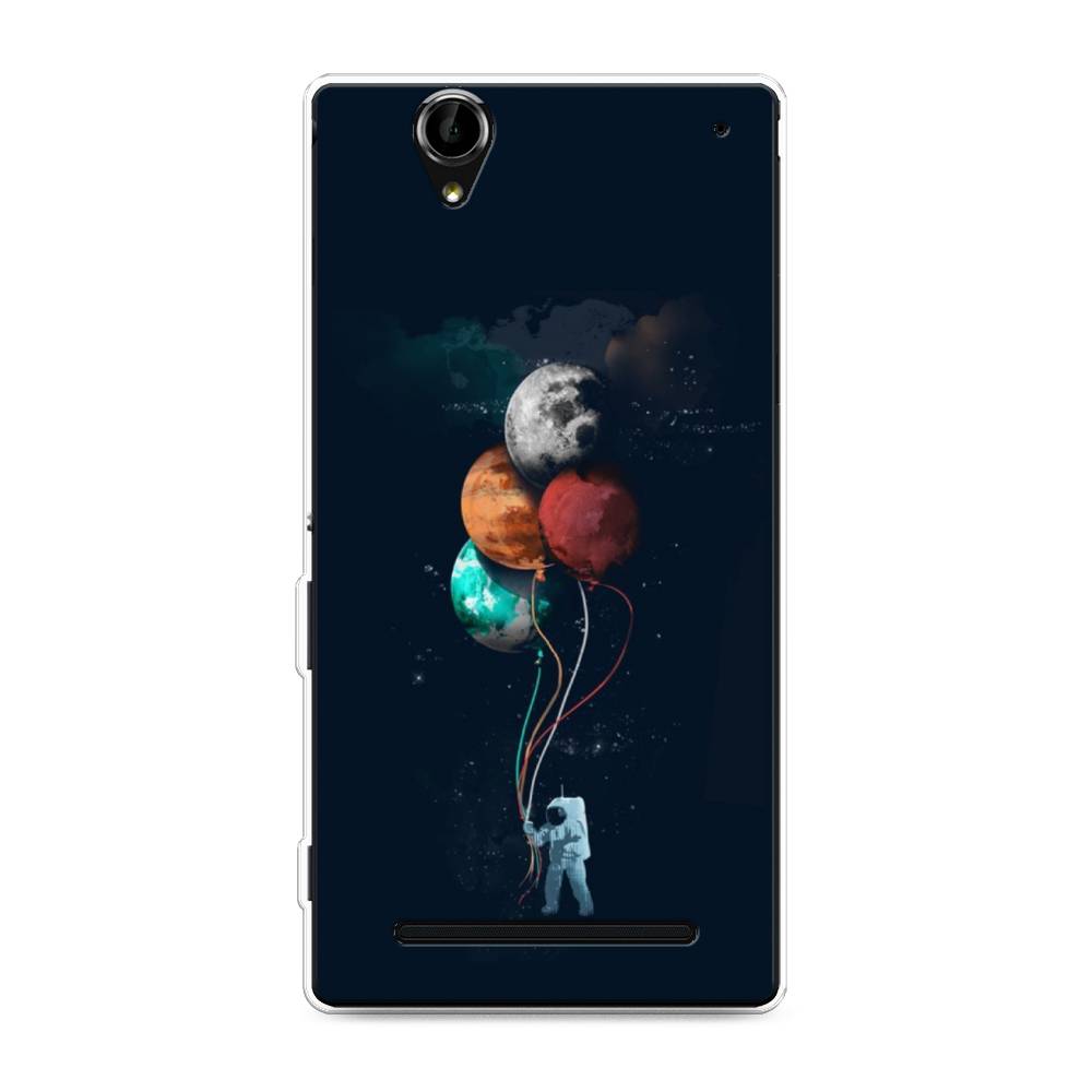 

Чехол на Sony Xperia T2 Ultra "Космонавт с шариками", Разноцветный, 50950-4