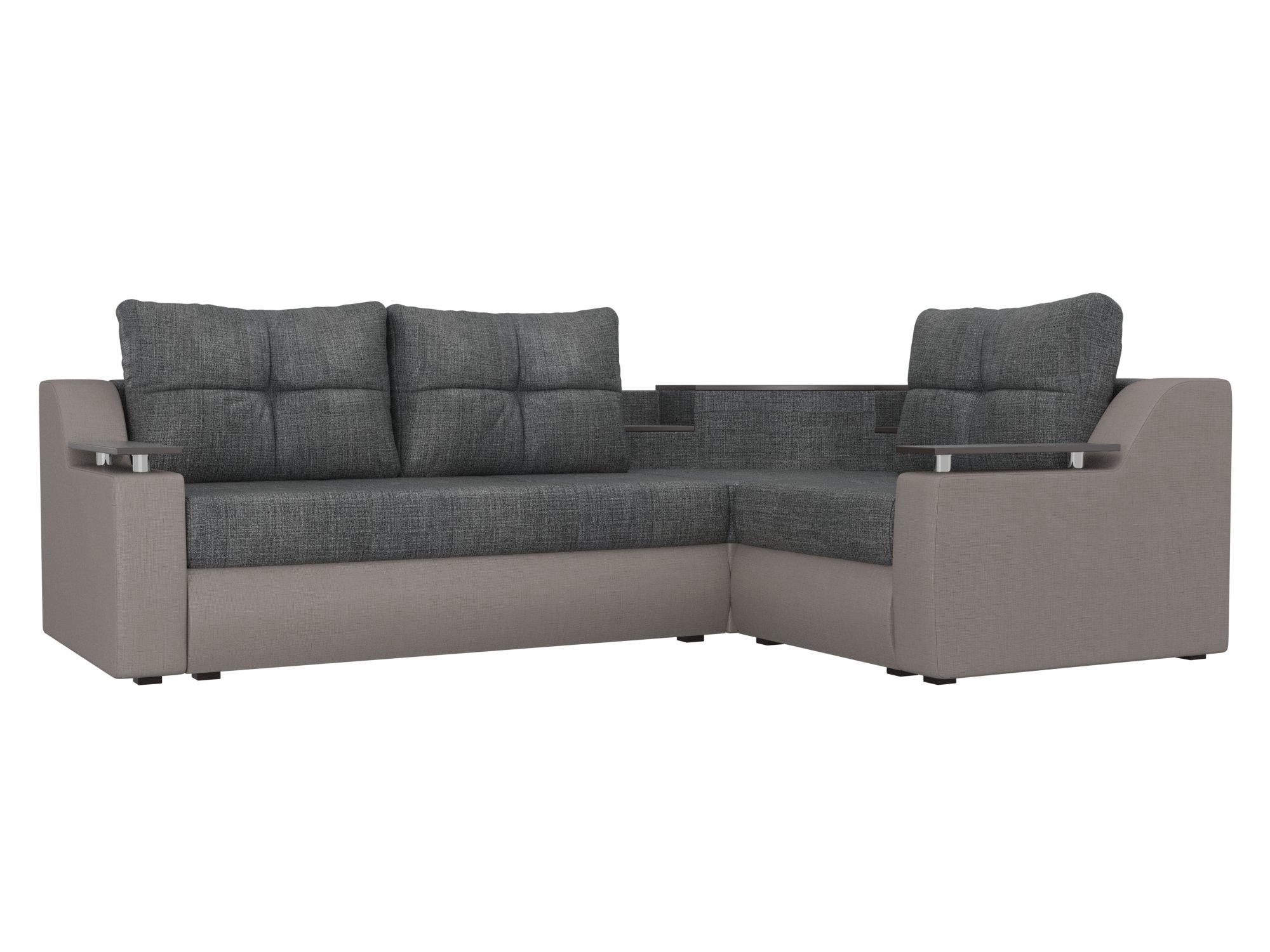 

Угловой диван Тесей правый рогожка серый/бежевый, Угловой диван Тесей правый угол