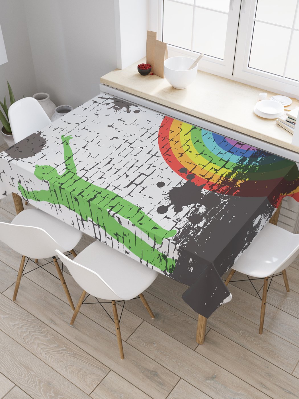 

Скатерть прямоугольная JoyArty "Граффити на кирпичной кладке" из сатена, 180x145 см, Серый, Граффити на кирпичной кладке