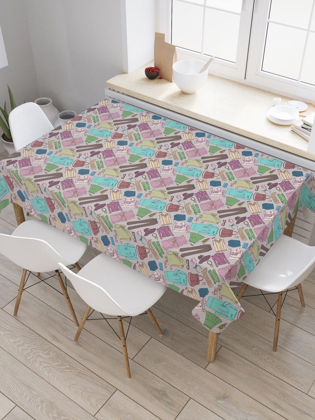 

Скатерть прямоугольная JoyArty "Одежда прошлого века" из сатена, 180x145 см, Одежда прошлого века