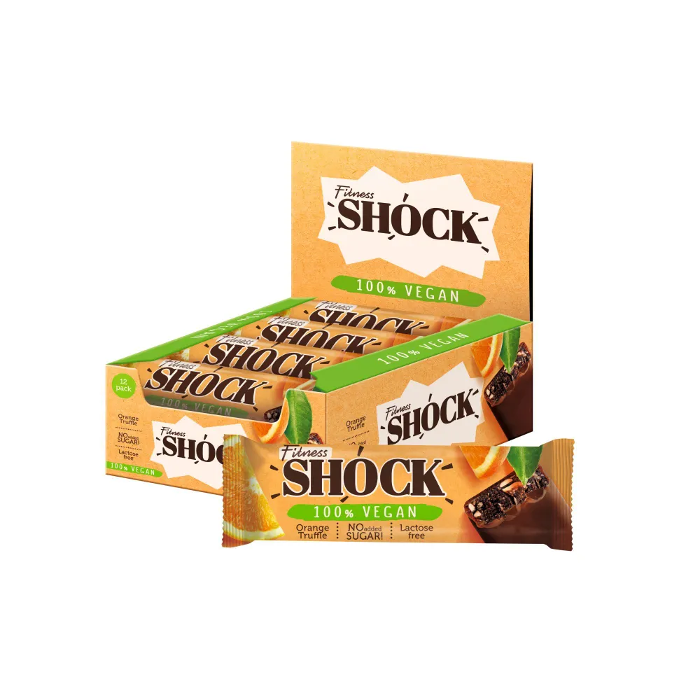 

Глазированный батончик FITNESSHOCK 100% Vegan, Апельсиновый трюфель, 12 шт по 45 г, FITNESSHOCK 100% Vegan