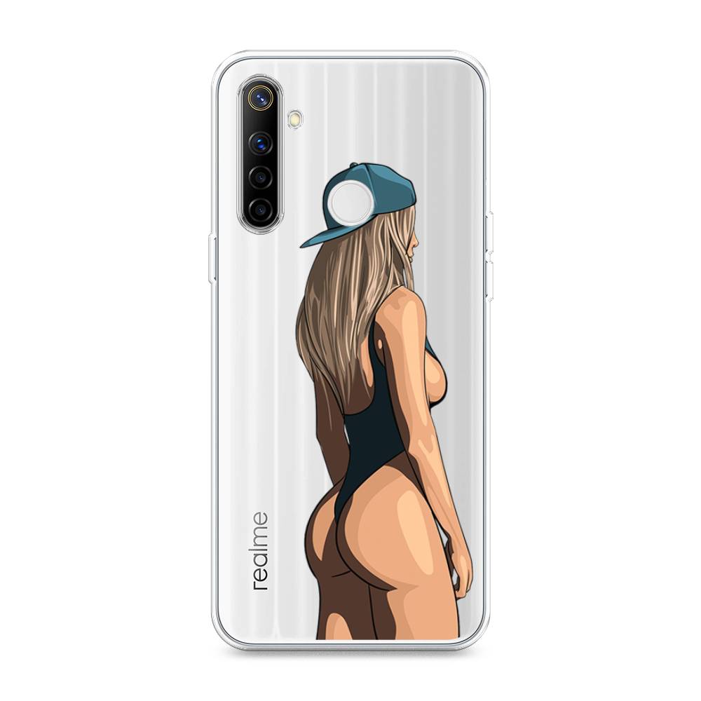 

Чехол на Realme 6i "Девушка в черном купальнике", Зеленый;бежевый;черный, 252950-6