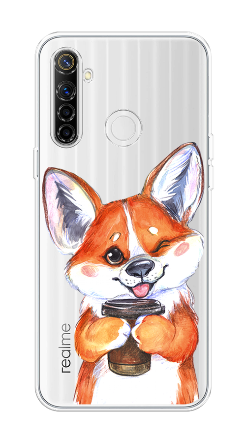 

Чехол на Realme 6i "Корги с кофе", Оранжевый;белый, 252950-4