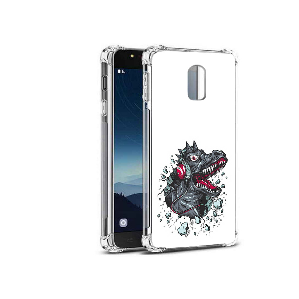 

Чехол MyPads Tocco для Samsung Galaxy C8 Нарисованный динозавр в наушниках, Прозрачный, Tocco