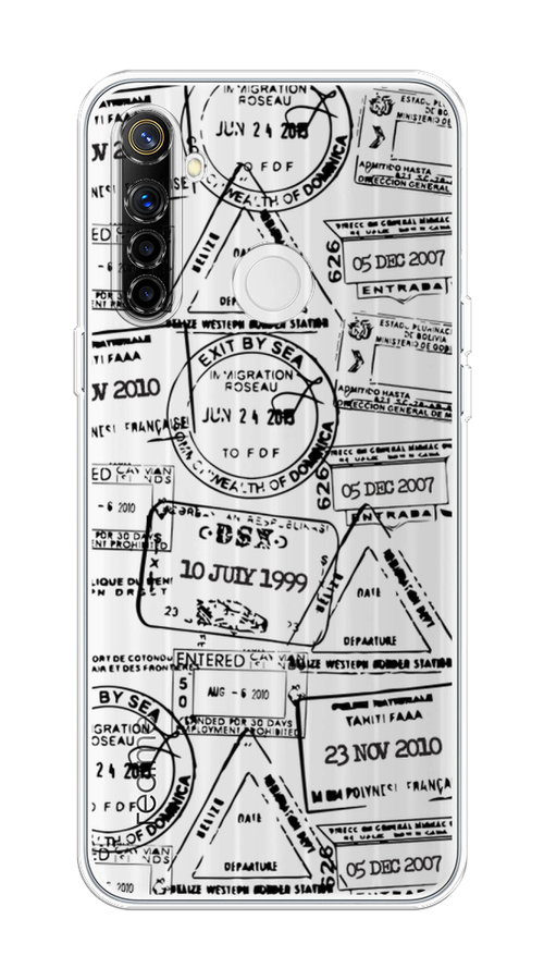 

Чехол на Realme 6i "Visa stamps 2", Белый;черный;серый, 252950-2