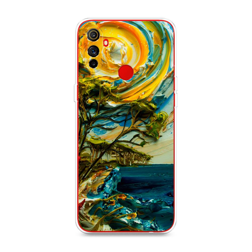 

Чехол на Realme C3 "Солнце живопись", Желтый;синий, 253050-4
