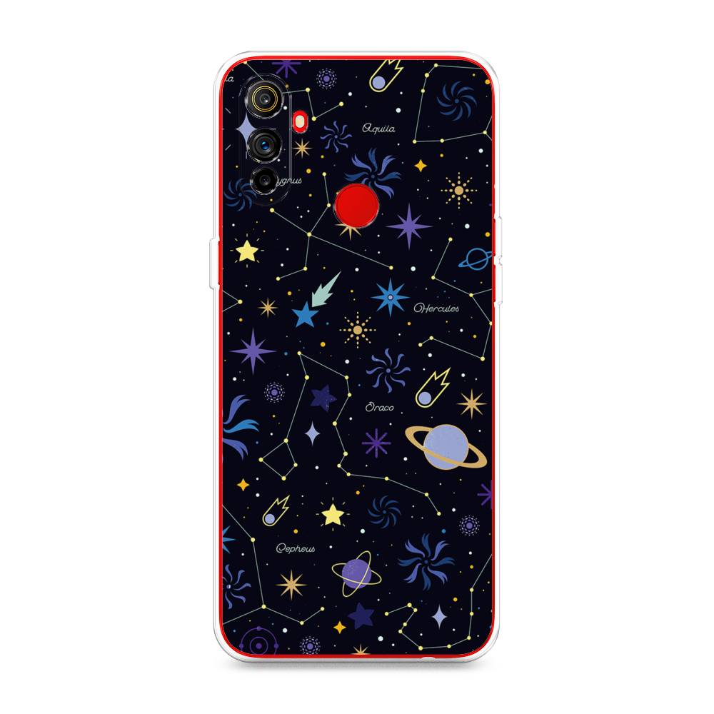 

Чехол на Realme C3 "Цветной космос", Желтый, 253050-2