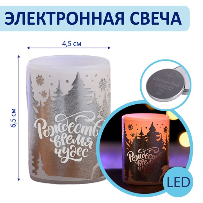 

Электронная свеча «Рождество время чудес», 4.5 х 6.5 см