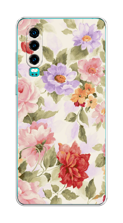 

Чехол на Huawei P30 "Акварельные пионы", Розовый;бежевый, 68550-1
