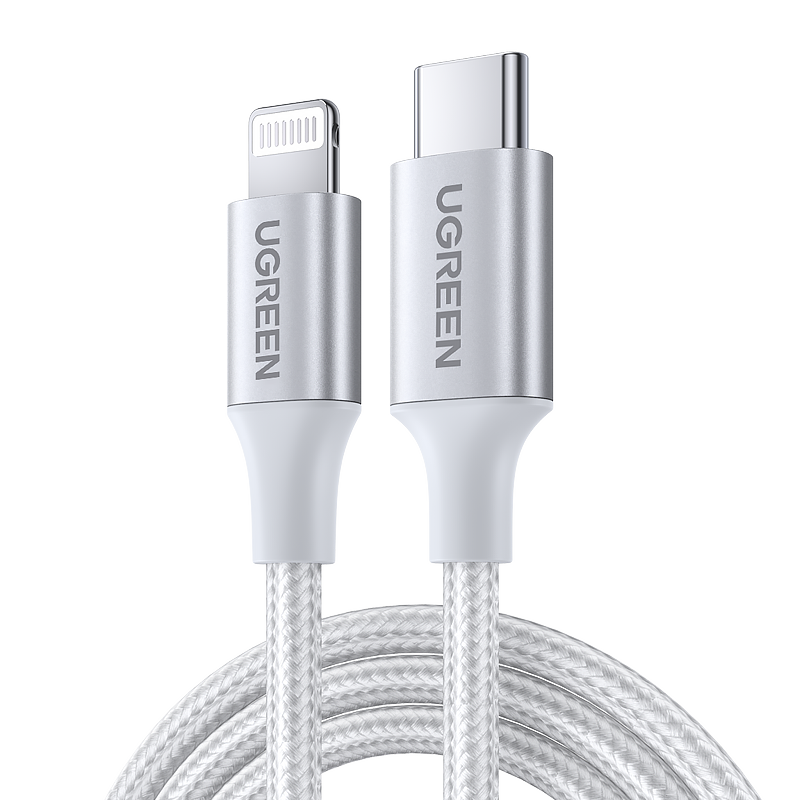 

Кабель uGreen US304 USB Type-C - Lightning 1.5 м, серебристый, US304