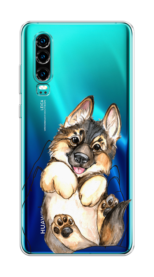 

Чехол на Huawei P30 "Овчарка в ладошках", Серый;бежевый;белый, 68550-1