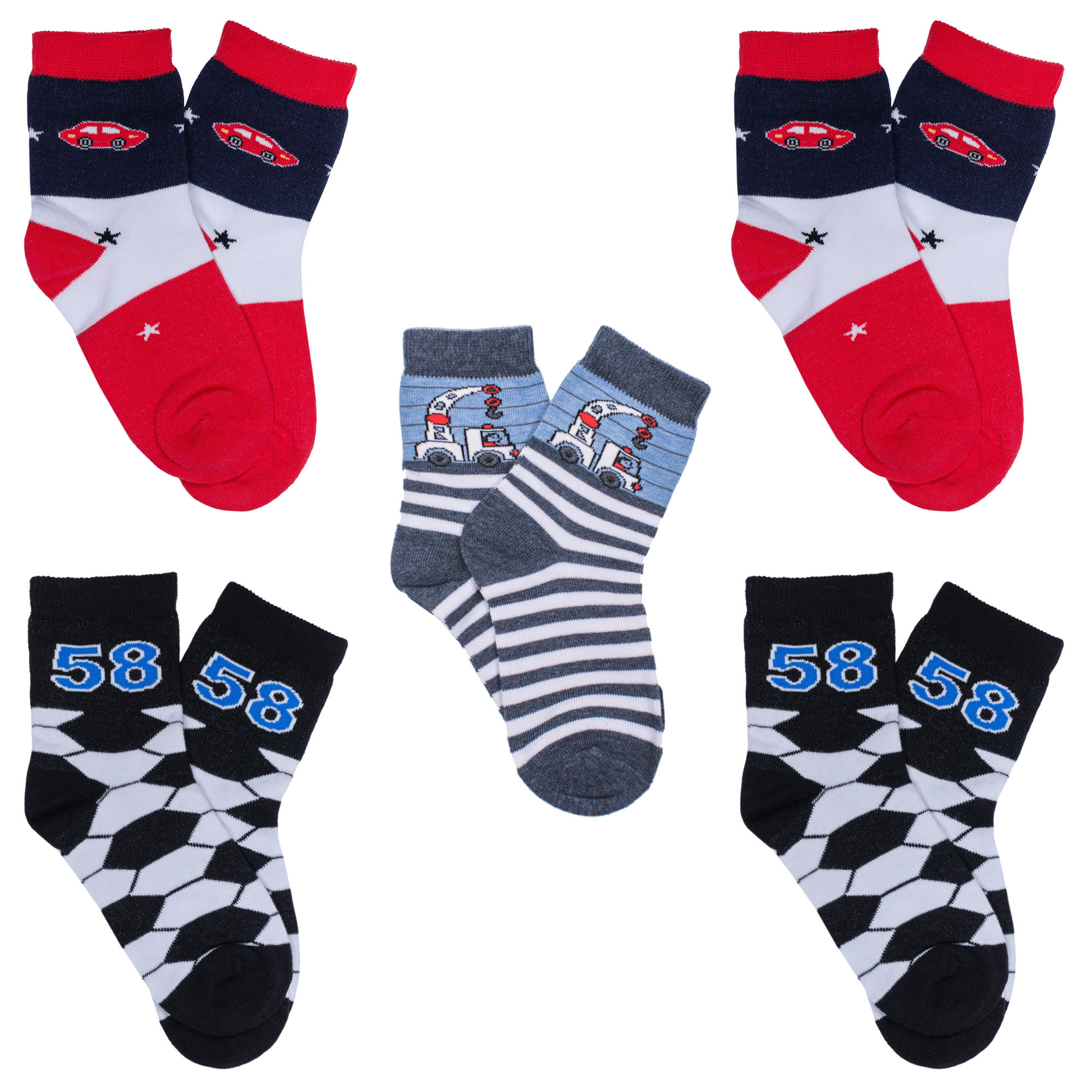 Носки детские Rusocks 5-Д-86 цв. черный; красный; синий; белый р. 12-14