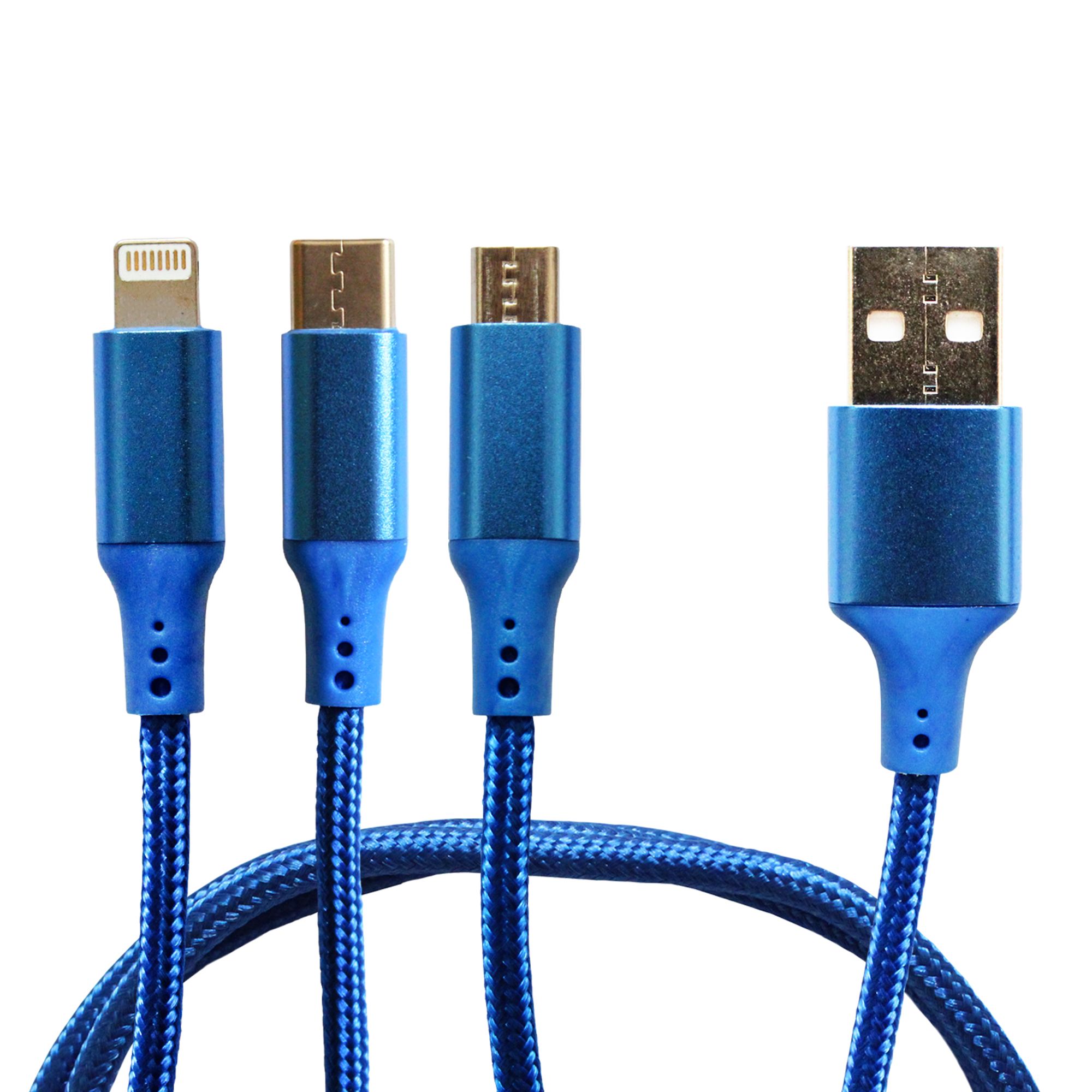 фото Кабель 3в1 lightning-type-c-micro usb jamme 1,2м синий