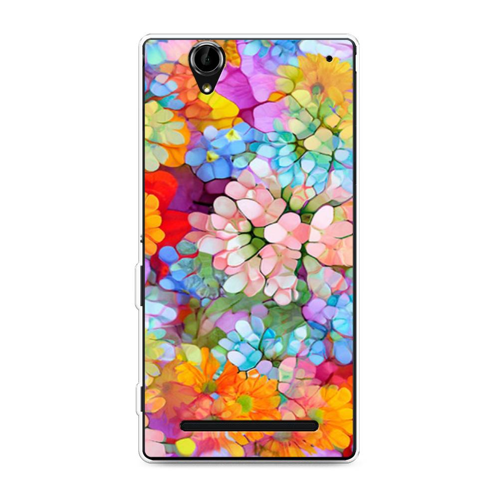 

Чехол на Sony Xperia T2 Ultra "Цветы витраж", Оранжевый;розовый;голубой, 50950-3