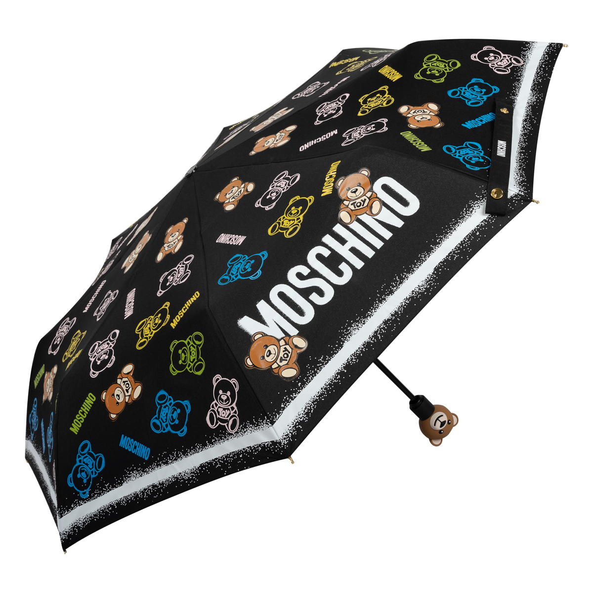 Зонт складной женский автоматический MOSCHINO 8033-OCA Toy Spray, черный